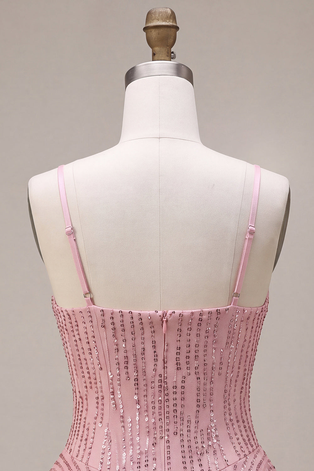 A-Line Pink Tiered Ruffled Sequins Short Cocktail Dress