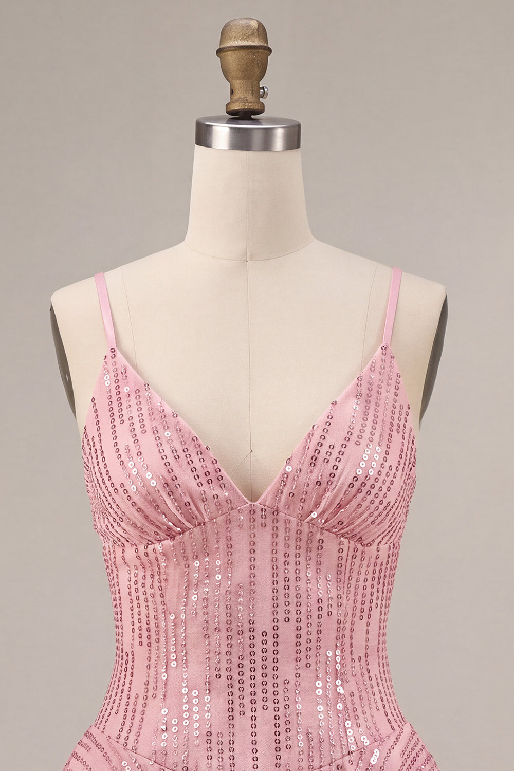 A-Line Pink Tiered Ruffled Sequins Short Cocktail Dress