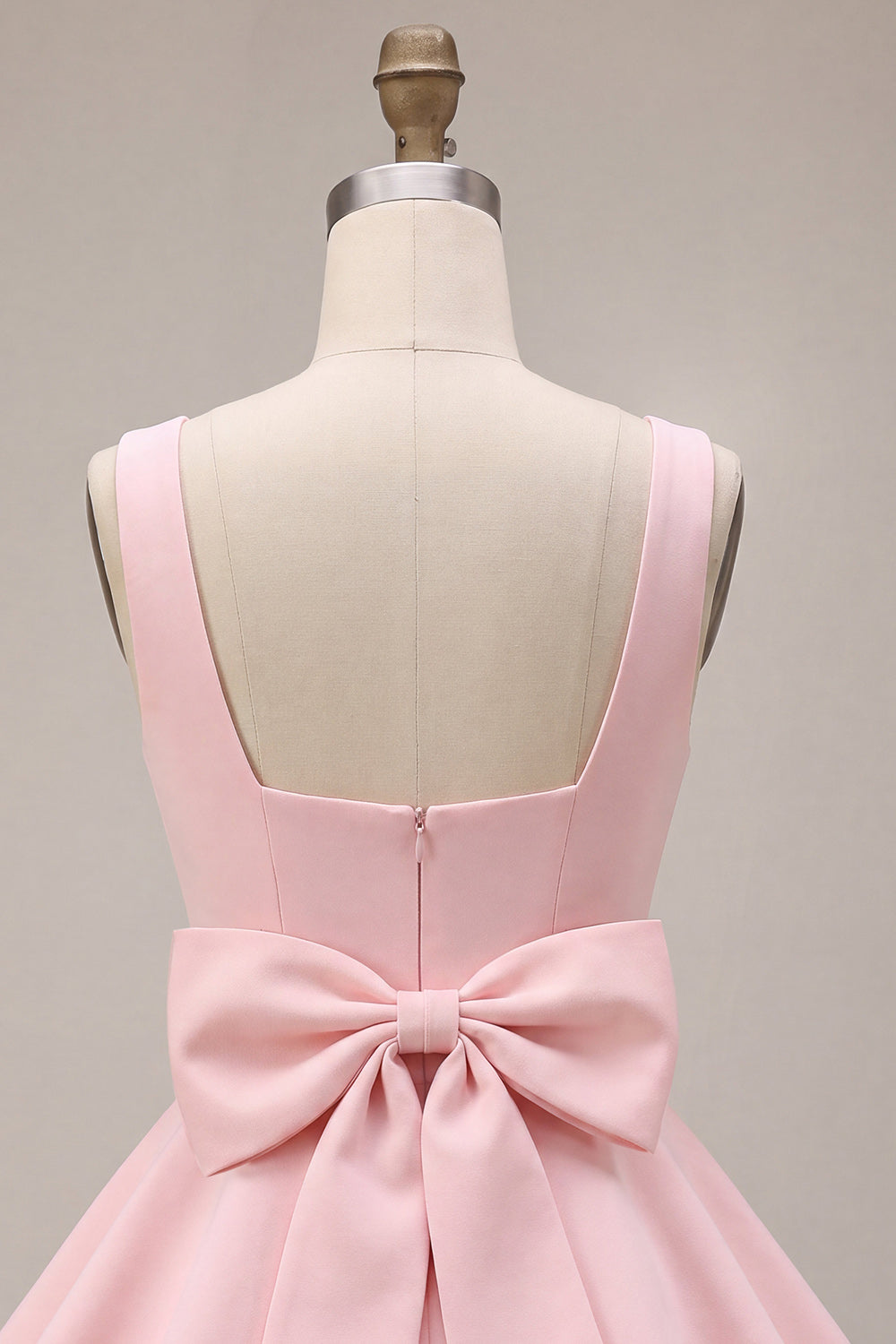 Pink A-Line Ruffled Square Neck Tiered Short Homecoming Dress with Bow