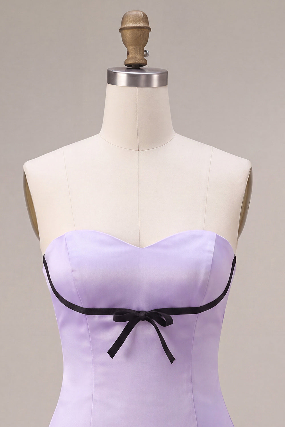 Lilac Satin Strapless A-Line Ruffle Short Homecoming Dress