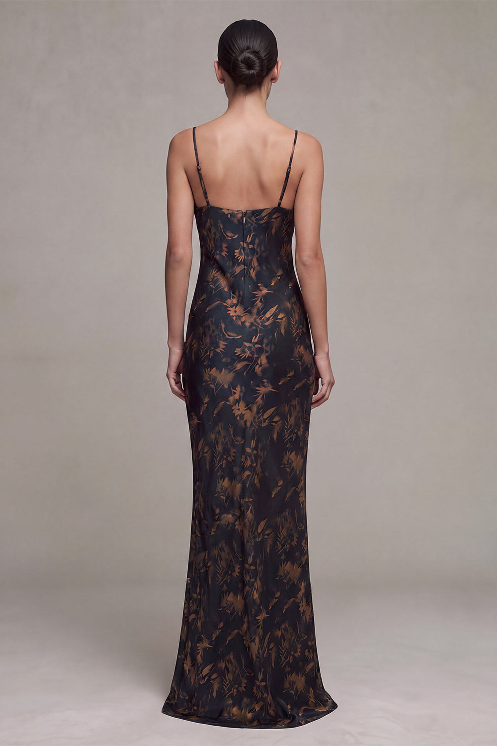 Black Mermaid Cowl Neck Floral Long Formal Dress