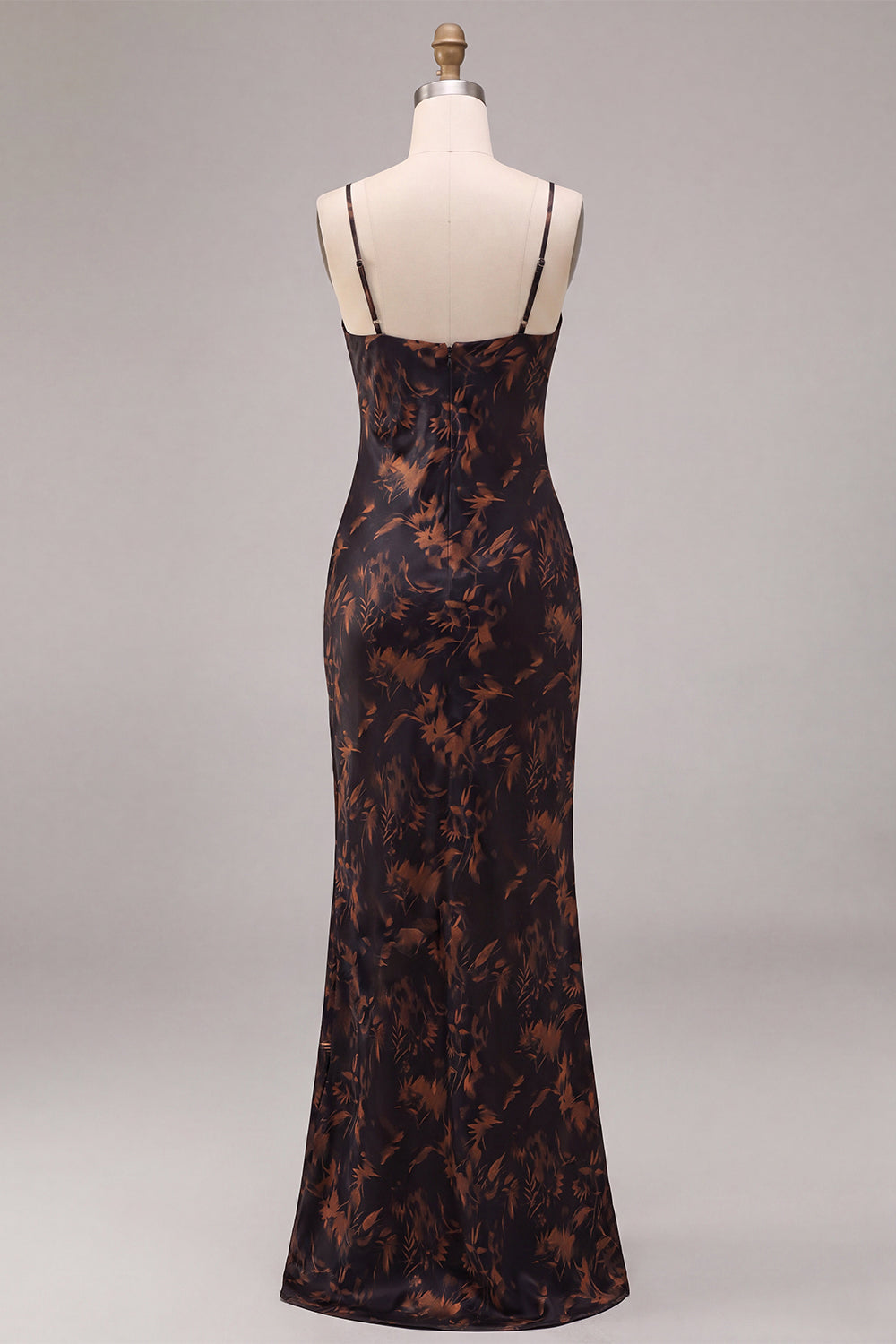 Black Mermaid Cowl Neck Floral Long Formal Dress