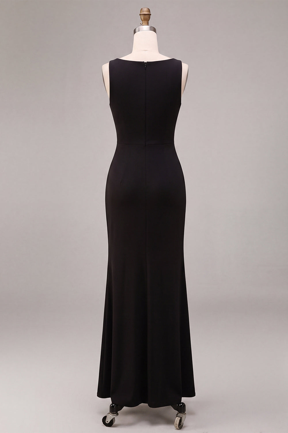 Black Cowl Neck Mermaid Sleeveless Long Formal Dress