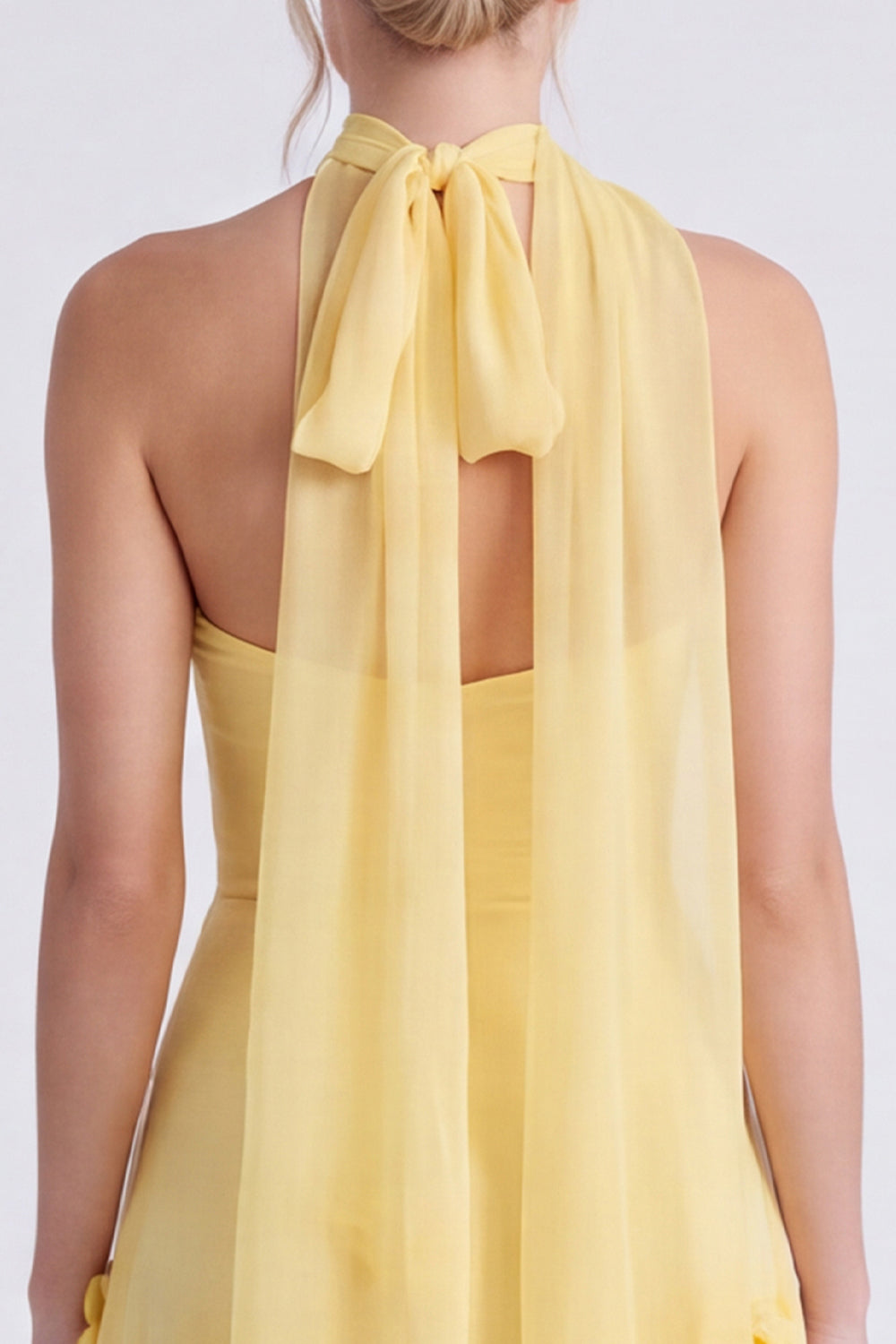 Daffodil Strapless A-Line Chiffon Long Bridesmaid Dress with 3D Flowers
