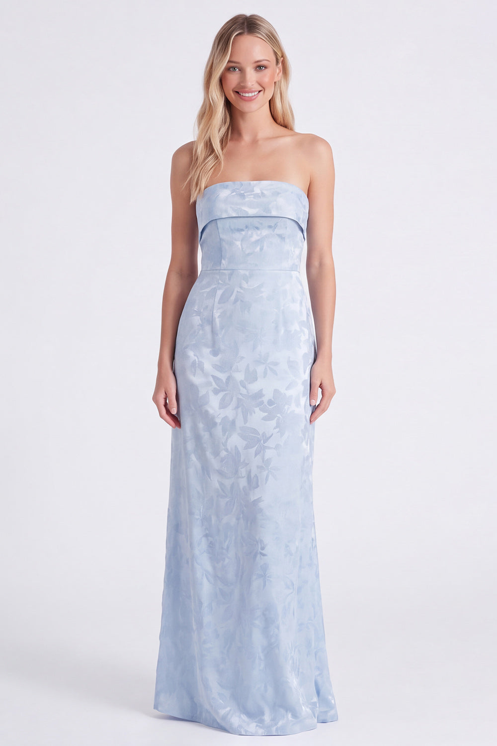 Sage Strapless Floral Mermaid Long Bridesmaid Dress