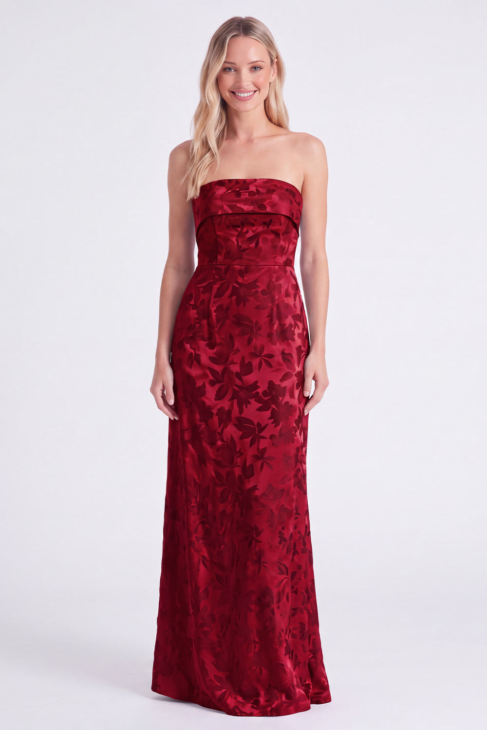 Sage Strapless Floral Mermaid Long Bridesmaid Dress