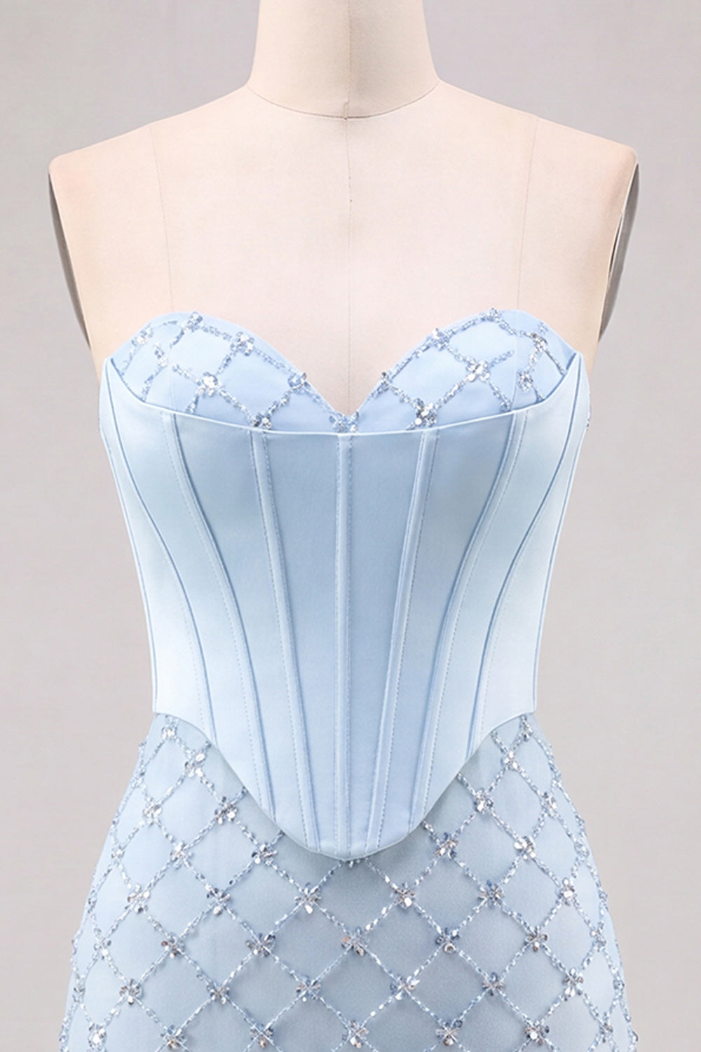 Sweetheart Blue Corset Bodycon Beaded Short Homecoming Dress