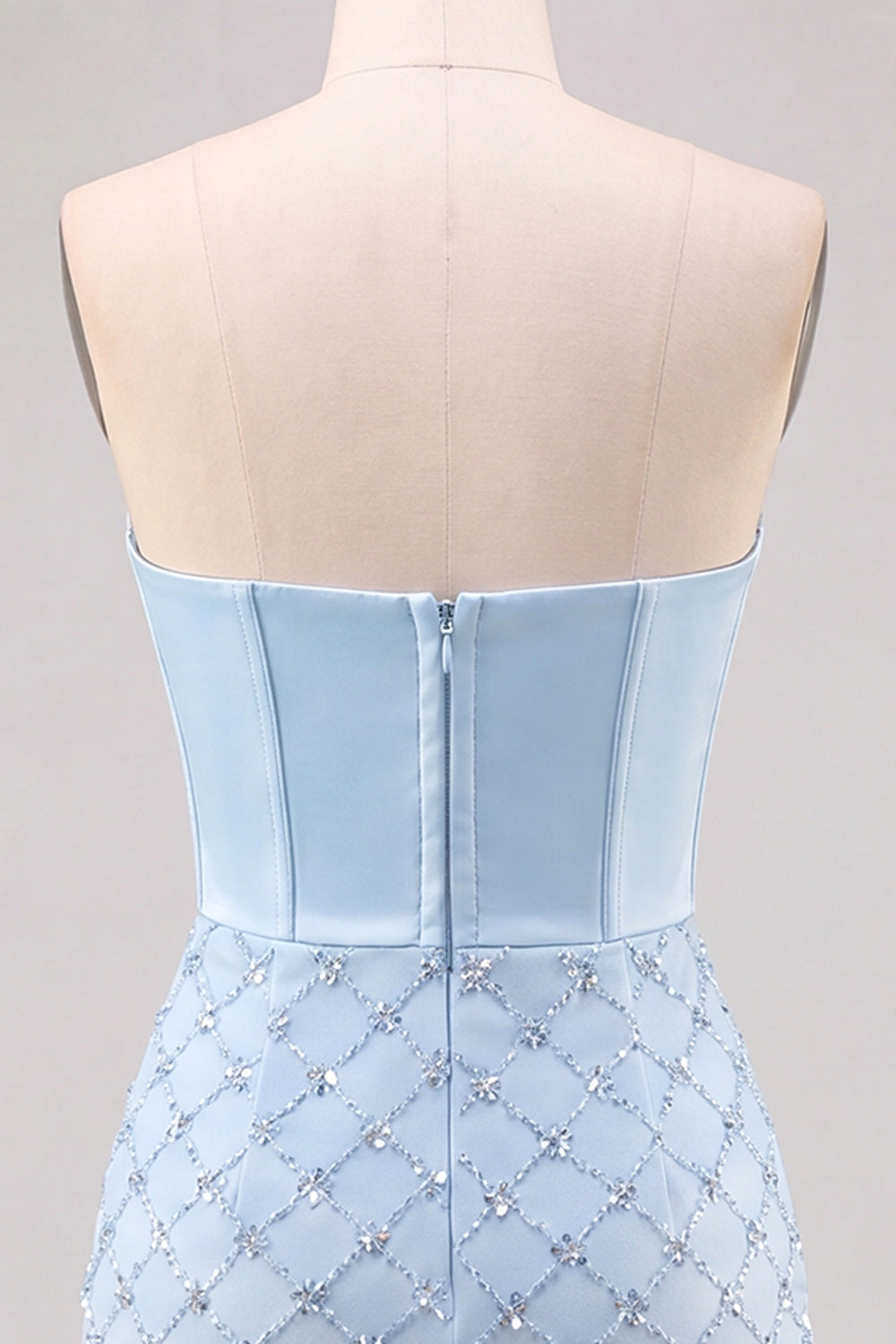Sweetheart Blue Corset Bodycon Beaded Short Homecoming Dress