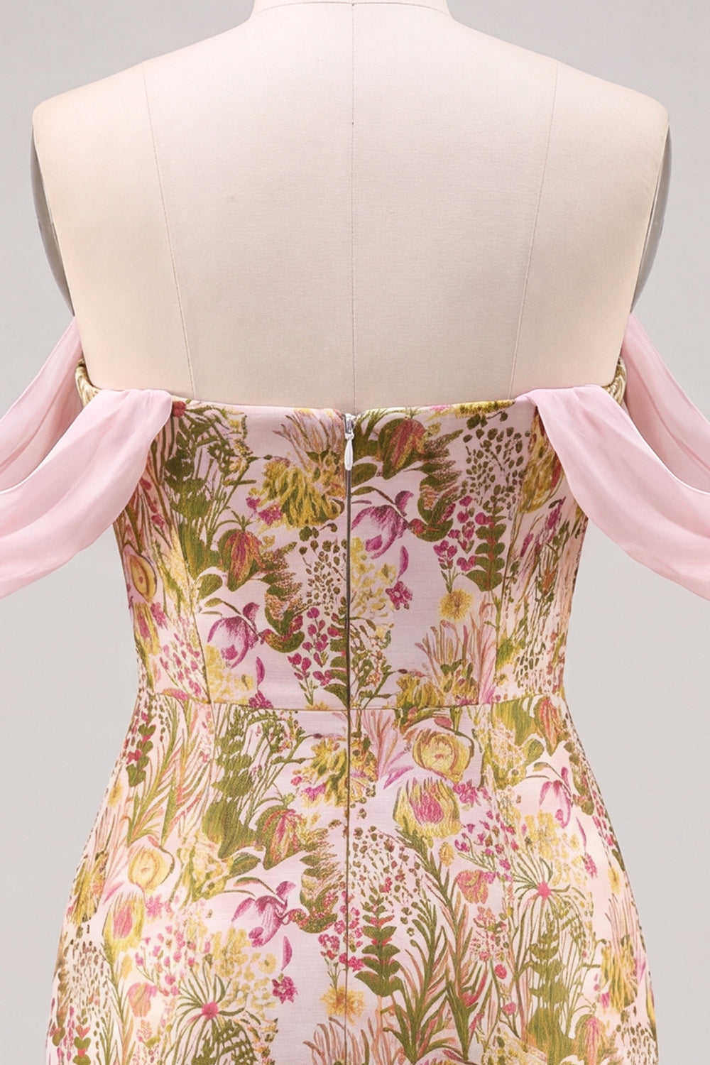 Pink Flower Off the Shoulder Bodycon Short Homecoming Dress