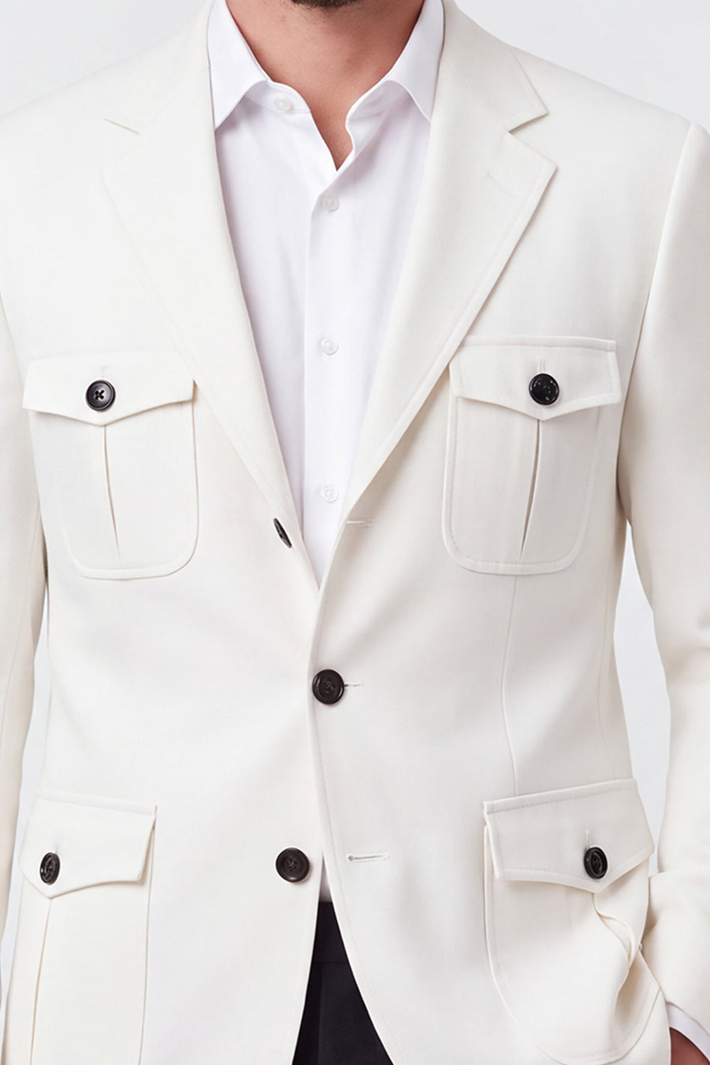 Notch Lapel White Single Breasted Men's Blazer Jacket