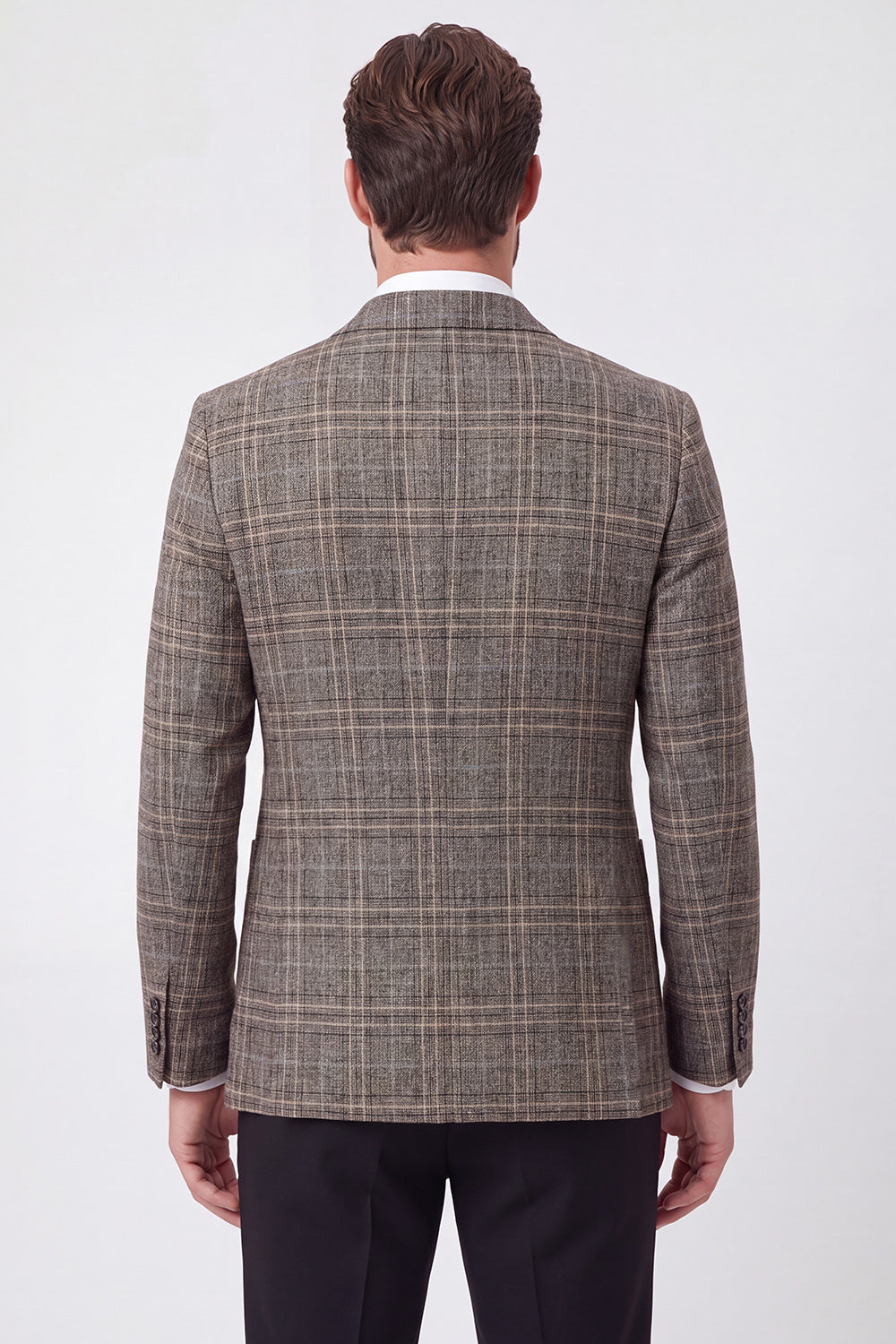 Coffee Notched Lapel Single Breasted Men's Blazer Jacket