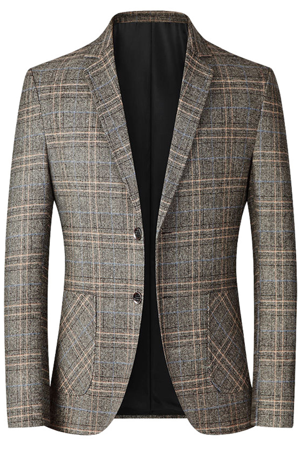 Coffee Notched Lapel Single Breasted Men's Blazer Jacket