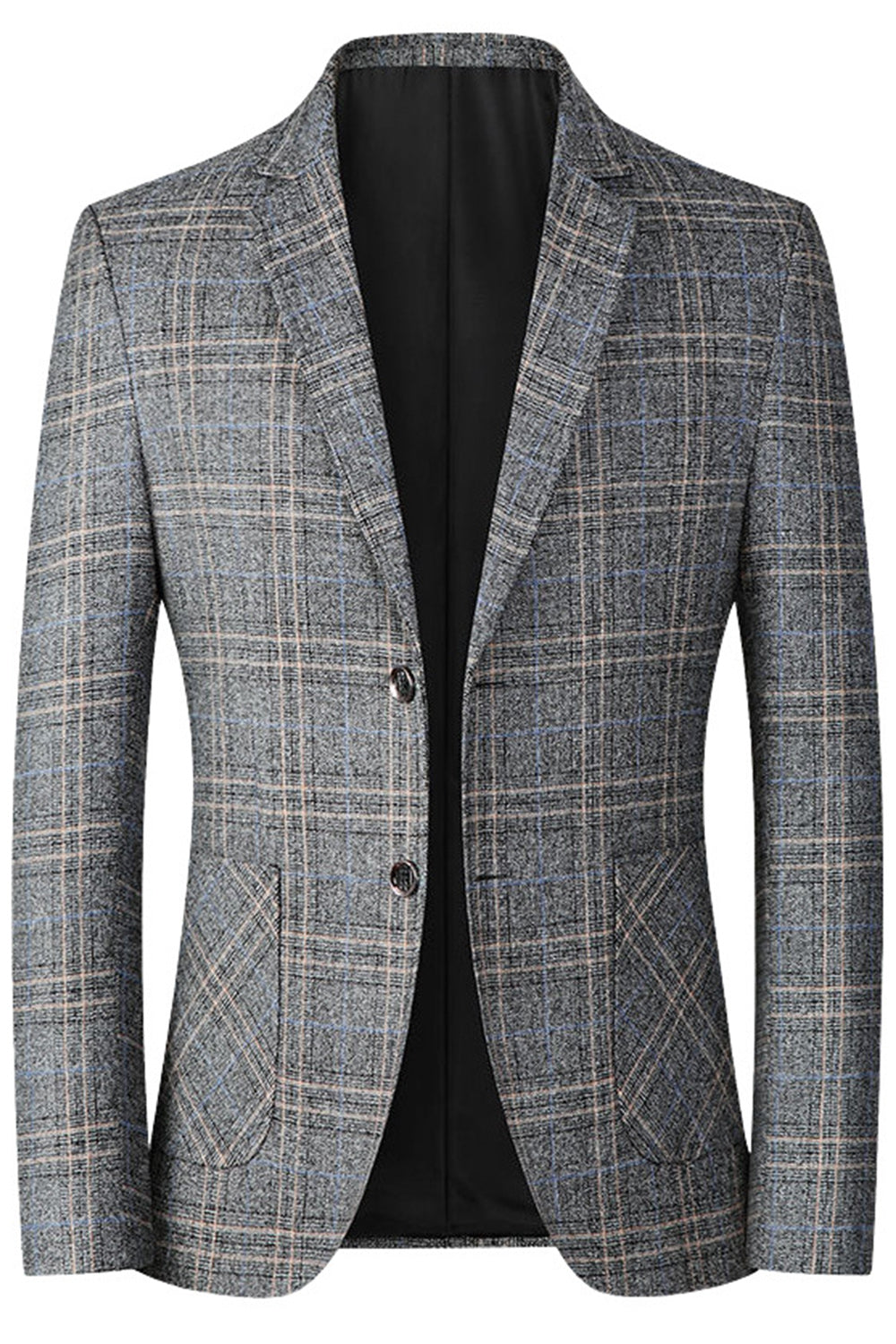 Coffee Notched Lapel Single Breasted Men's Blazer Jacket
