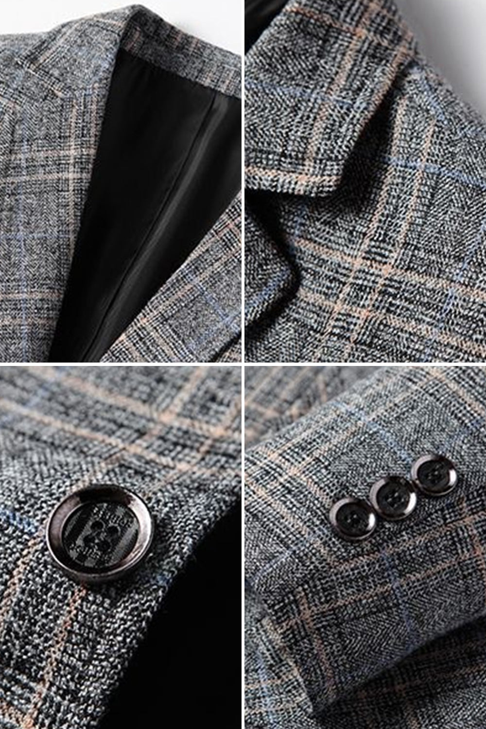 Coffee Notched Lapel Single Breasted Men's Blazer Jacket
