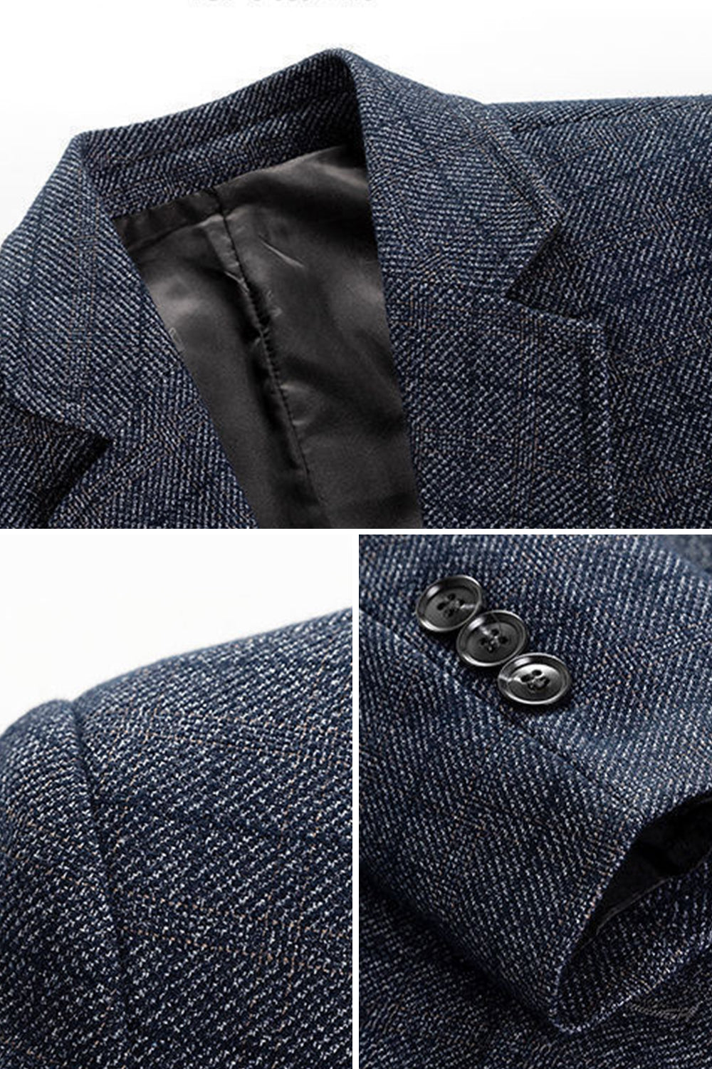 Navy Notch Lapel Single Breasted Men's Prom Blazer Jacket