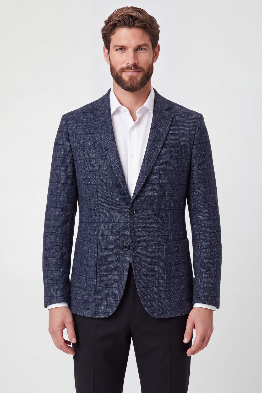 Navy Notch Lapel Single Breasted Men's Prom Blazer Jacket
