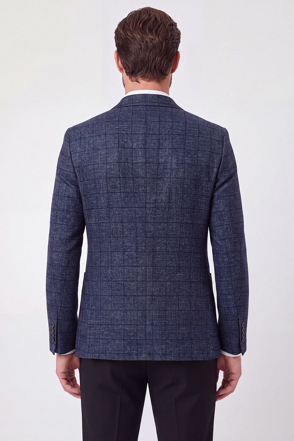 Navy Notch Lapel Single Breasted Men's Prom Blazer Jacket