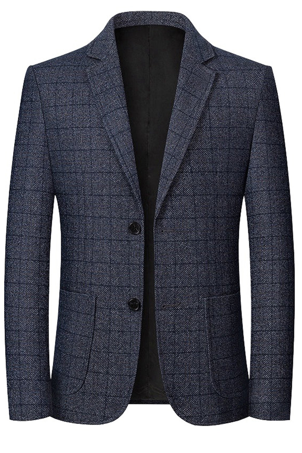 Navy Notch Lapel Single Breasted Men's Prom Blazer Jacket