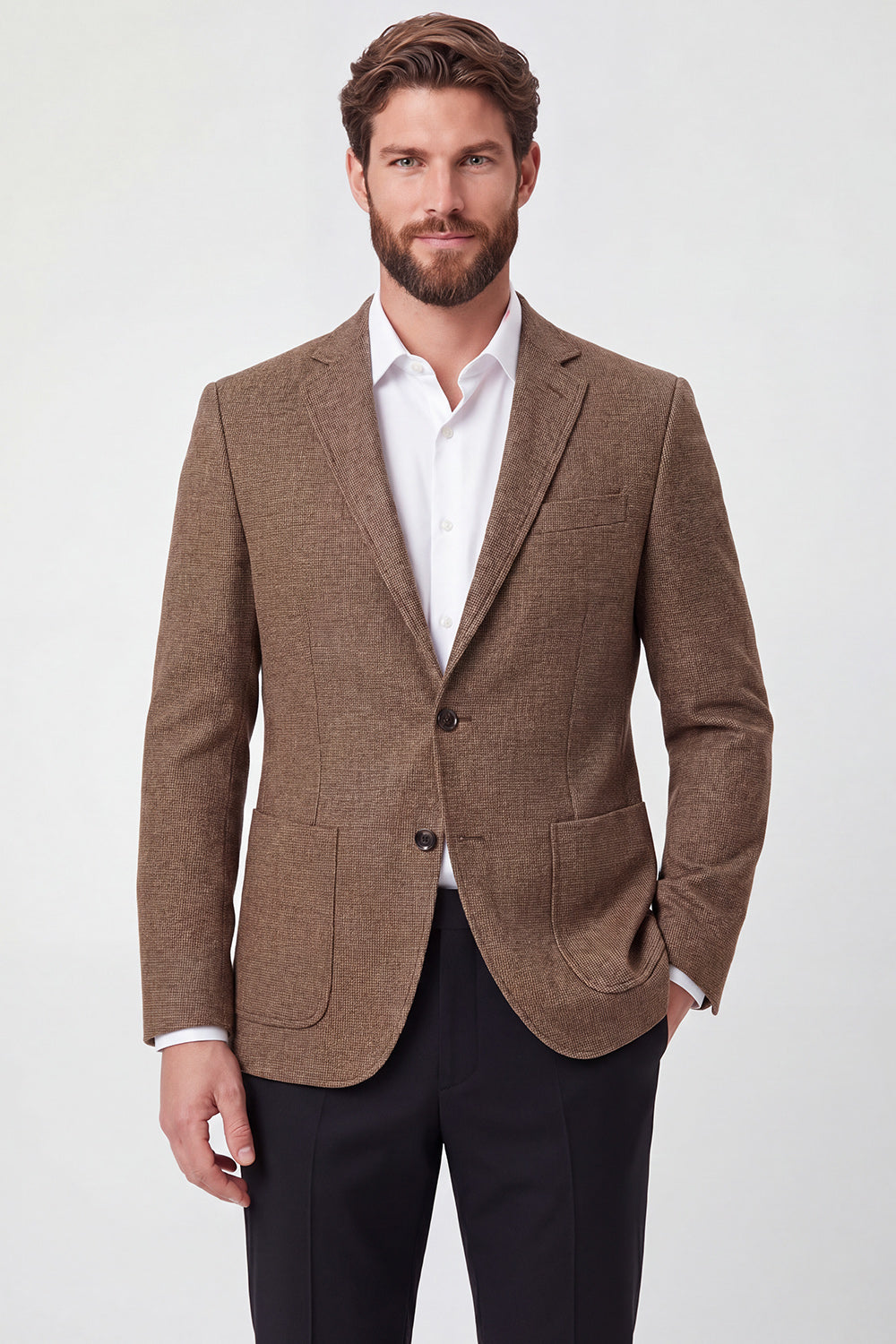 Notch Lapel Brown Single Breasted Men's Prom Blazer
