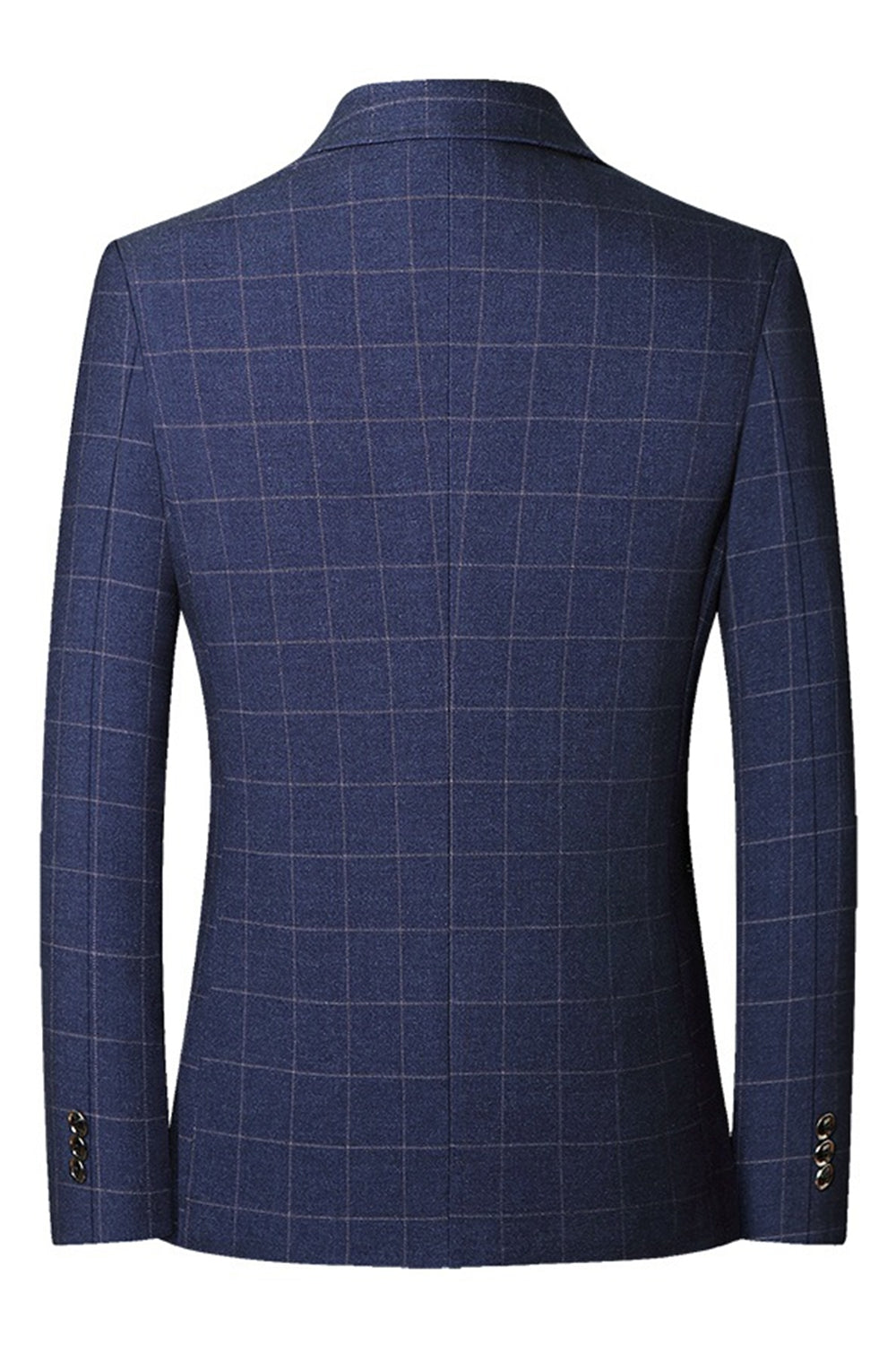 Blue Single Breasted Notch Lapel Men's Blazer Jacket