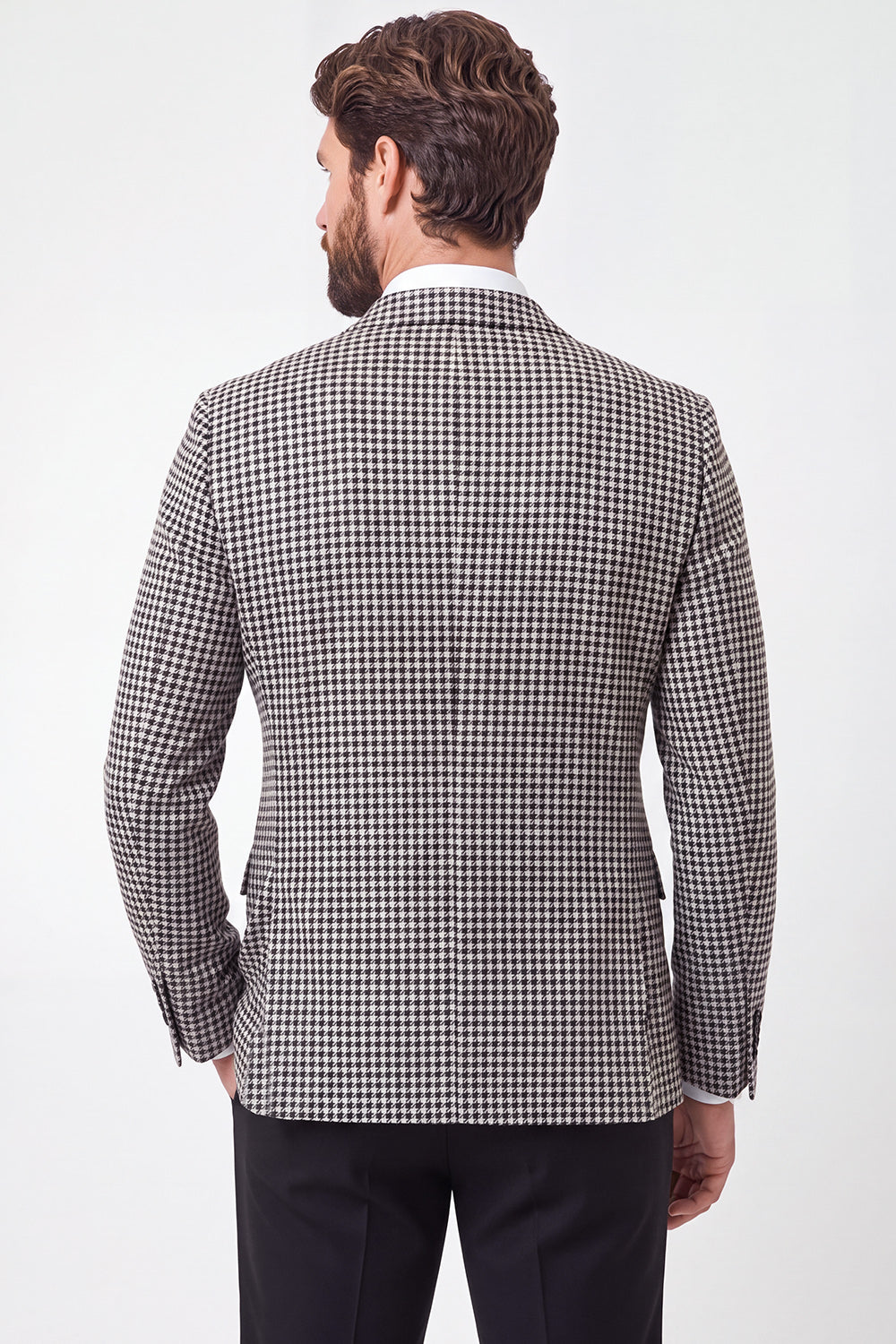 Black Double-Breasted Notched Lapel Men's Blazer