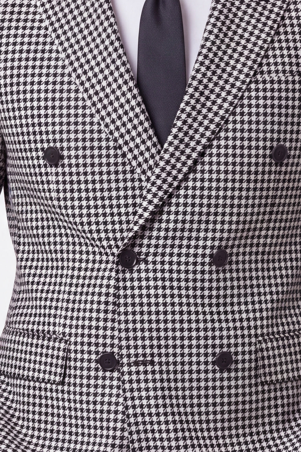 Black Double-Breasted Notched Lapel Men's Blazer