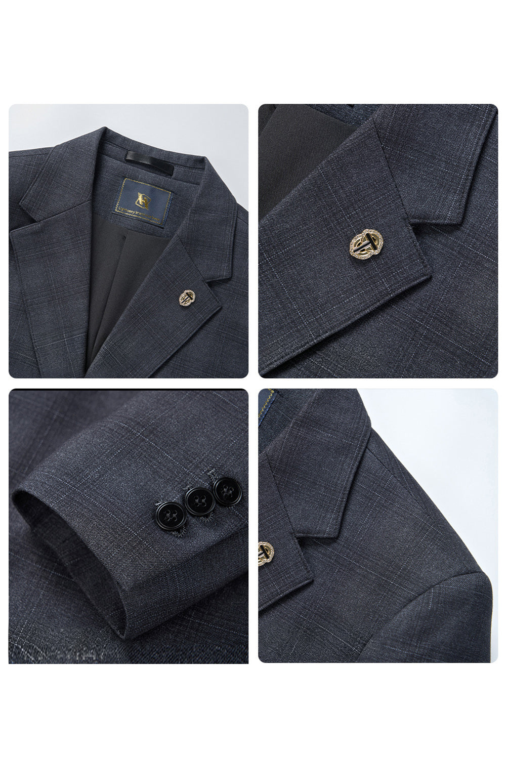 Navy 3 Piece Notch Lapel Single Breasted Men's Prom Suits