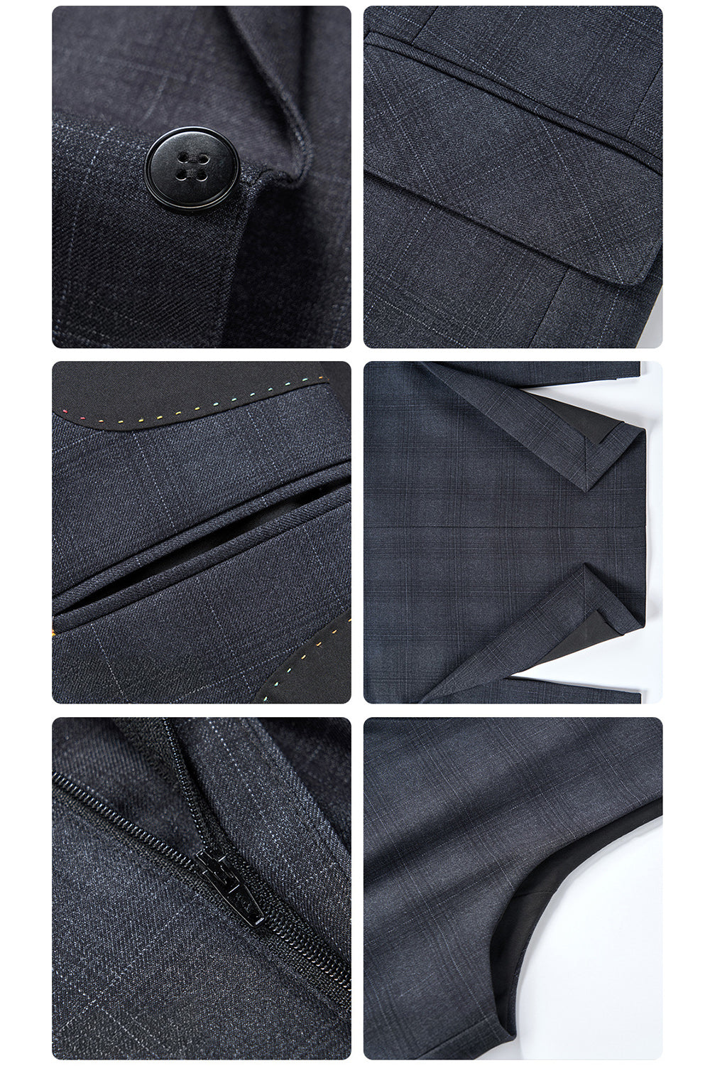 Navy 3 Piece Notch Lapel Single Breasted Men's Prom Suits