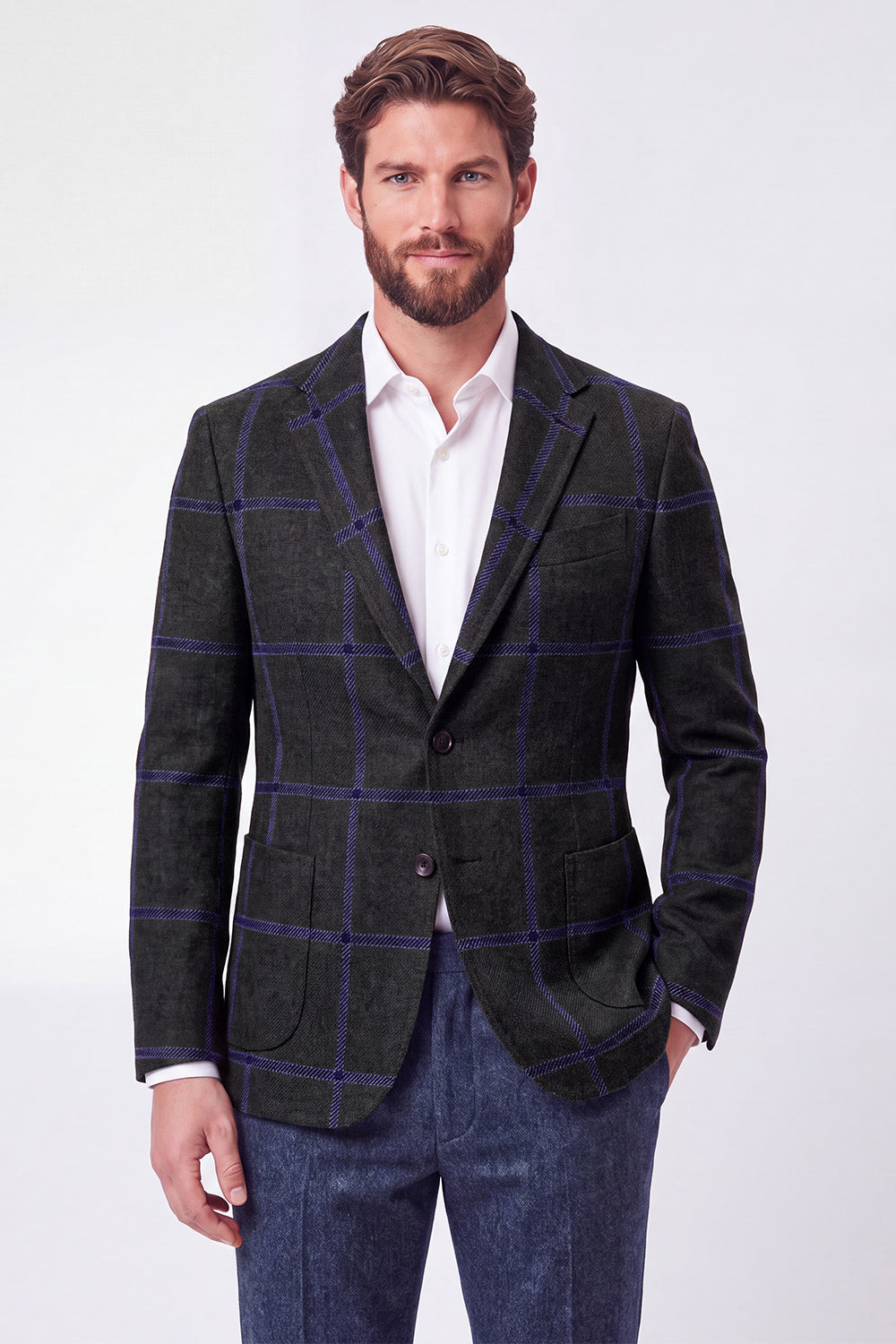 Brown Notch Lapel Single Breasted Men's Blazer Jacket