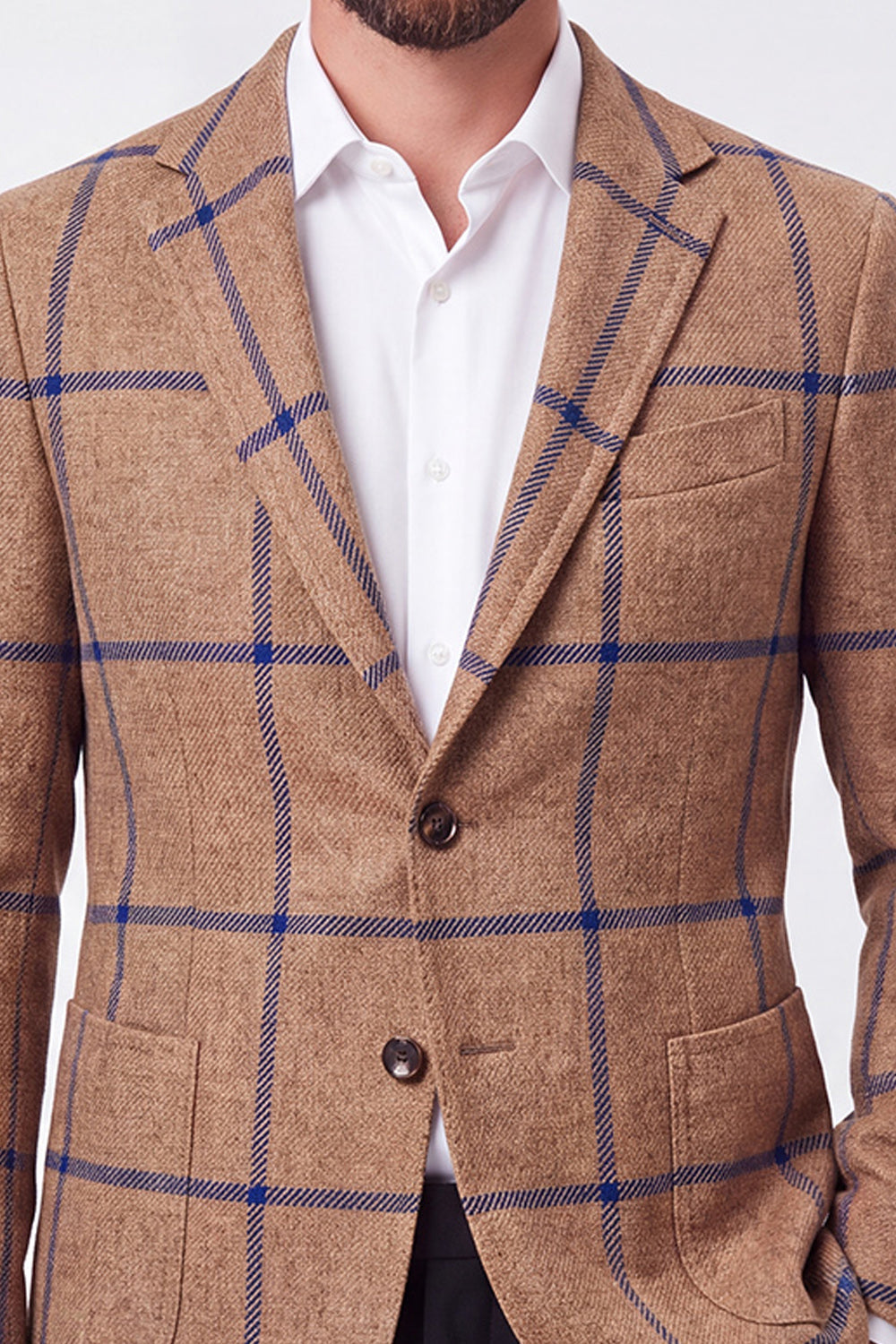 Brown Notch Lapel Single Breasted Men's Blazer Jacket