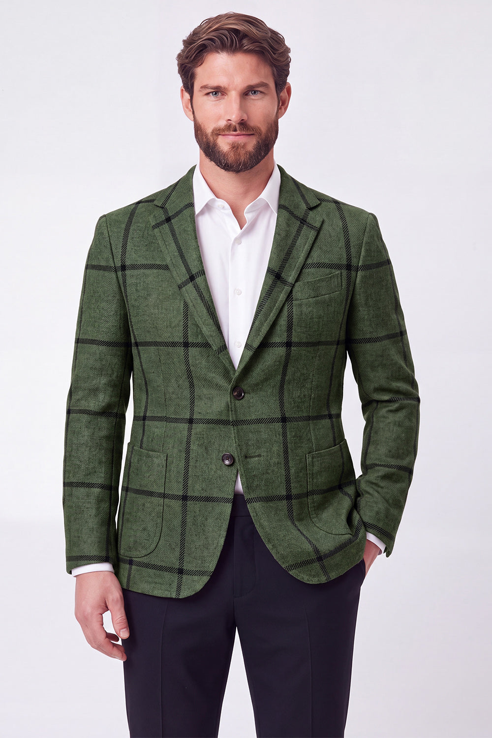 Brown Notch Lapel Single Breasted Men's Blazer Jacket