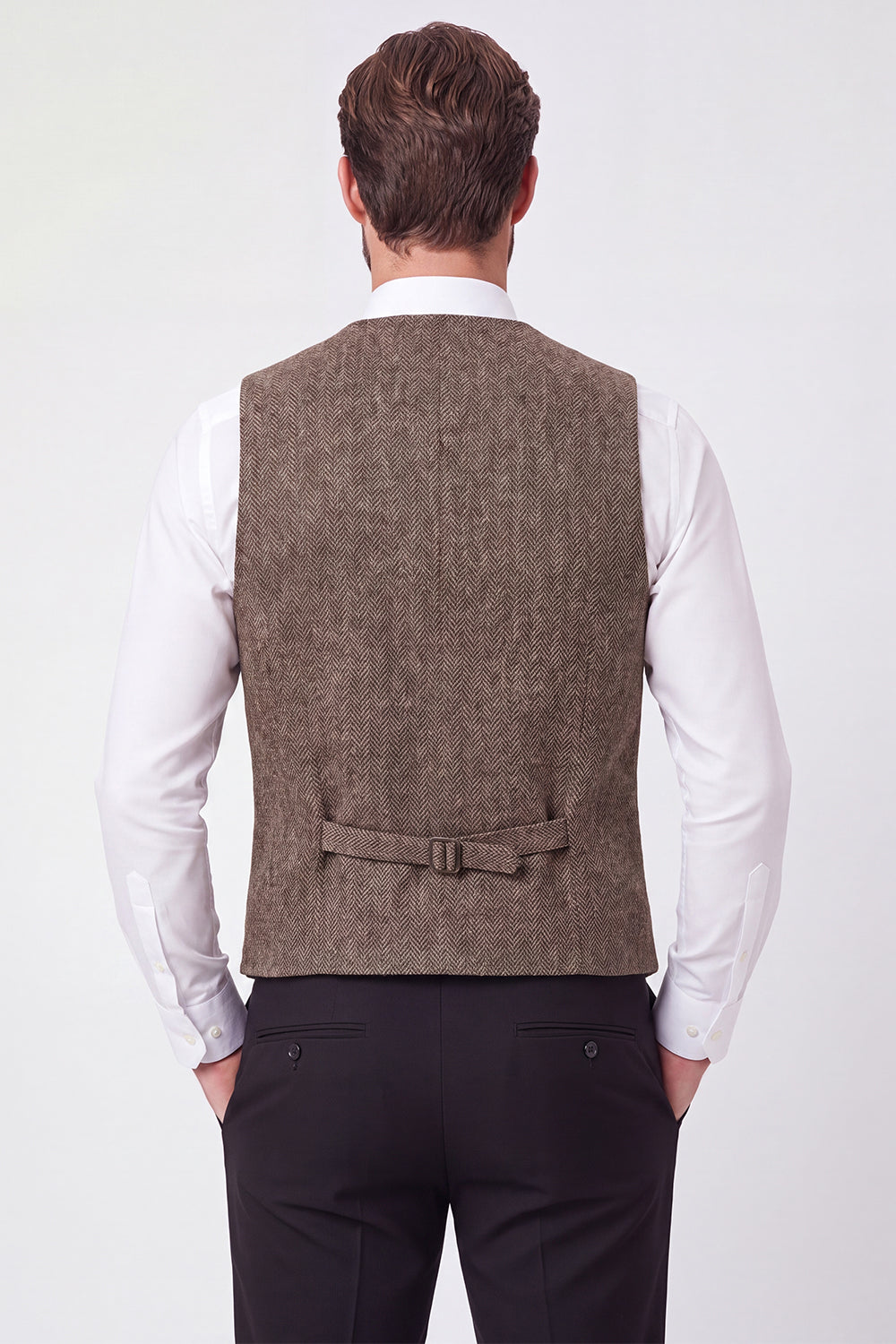 Brown Single Breasted Men's Suit Vest