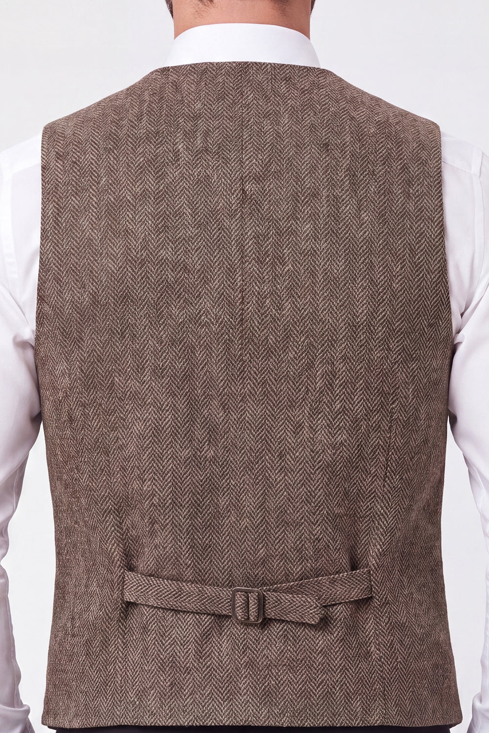 Brown Single Breasted Men's Suit Vest