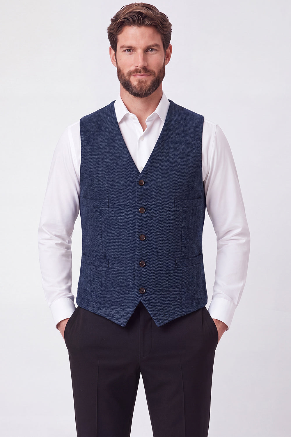 Brown Single Breasted Men's Suit Vest