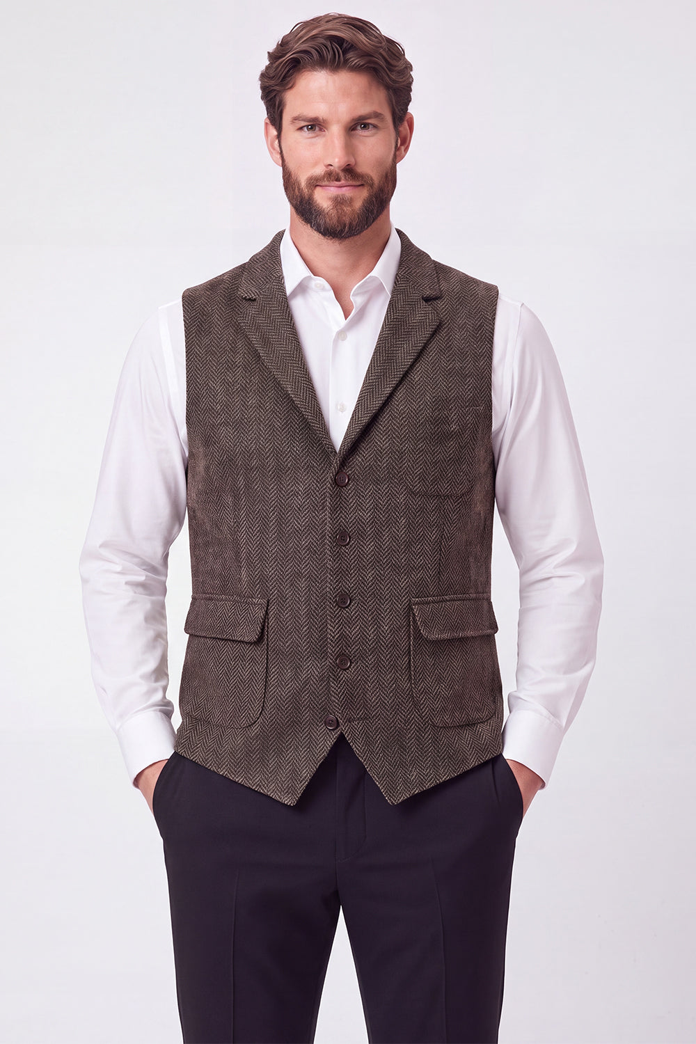 Army Green Single-Breasted Notch Lapel Men's Suit Vest