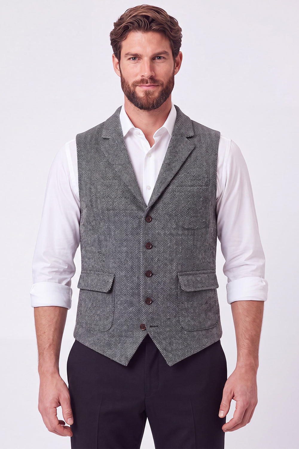 Army Green Single-Breasted Notch Lapel Men's Suit Vest
