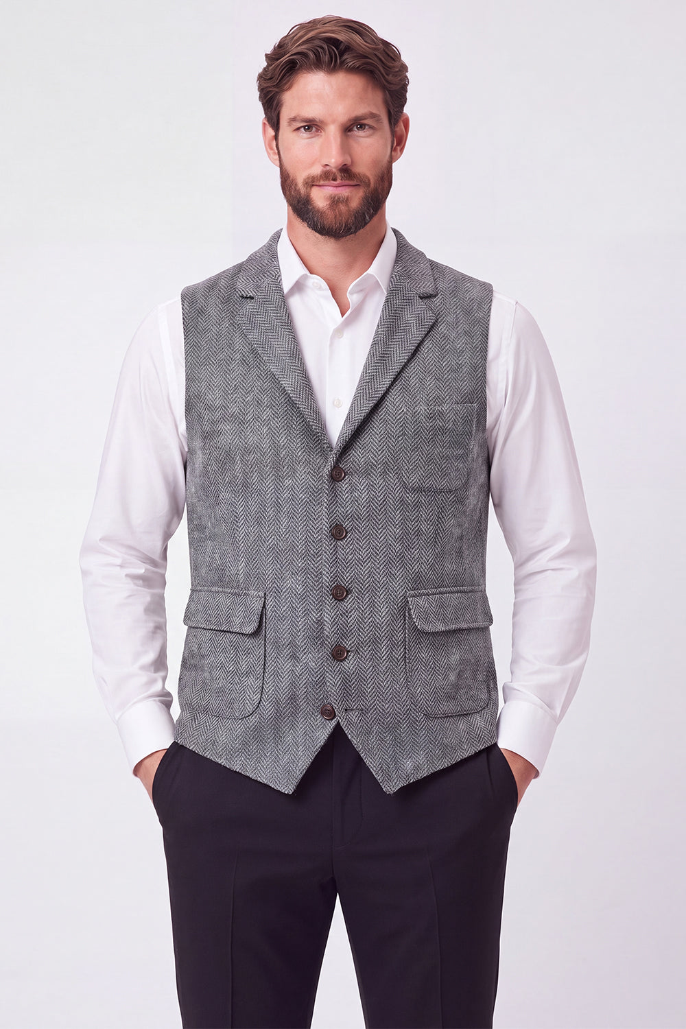 Army Green Single-Breasted Notch Lapel Men's Suit Vest