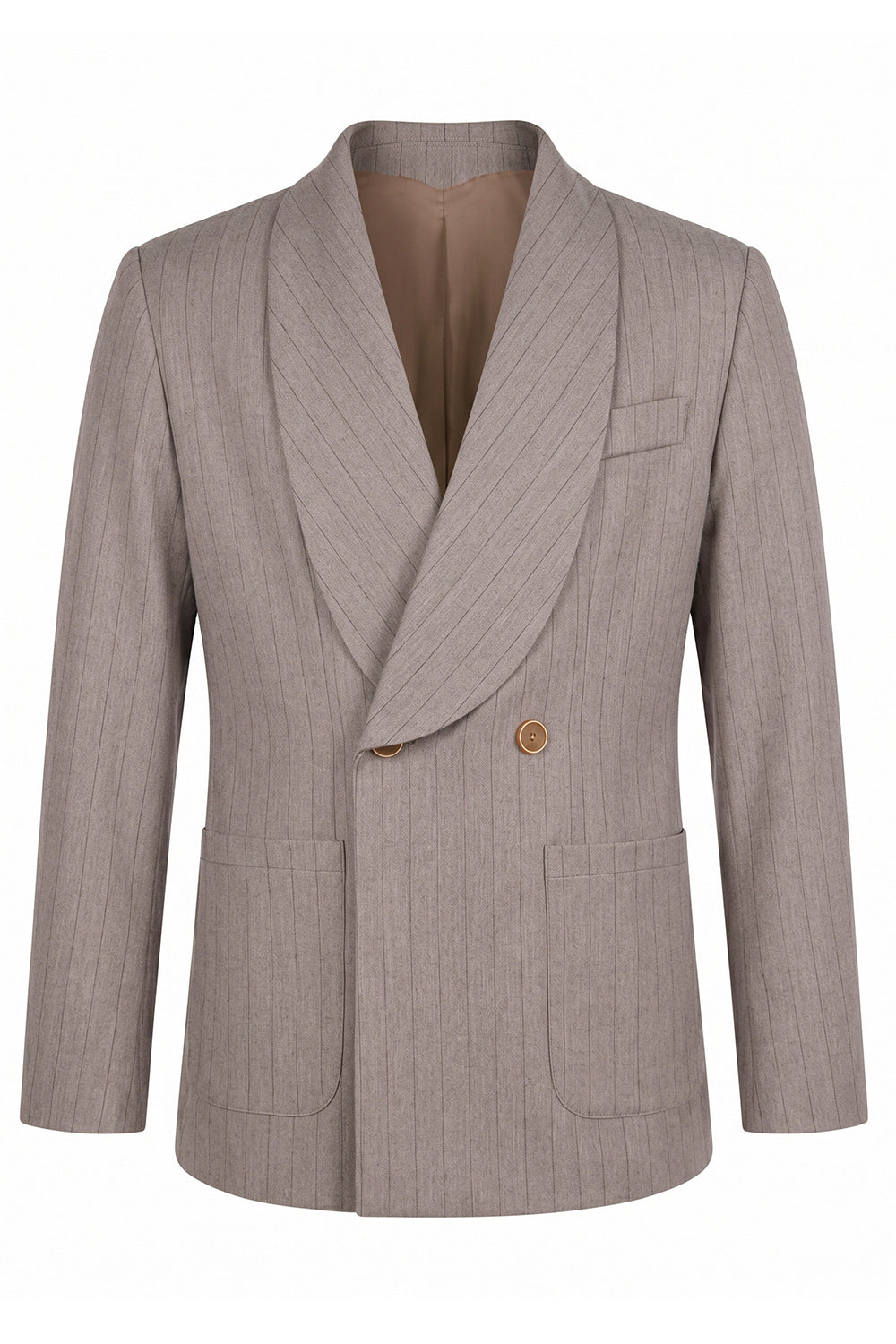 Costume de bal deux pièces croisé à revers châle couleur café pour hommes