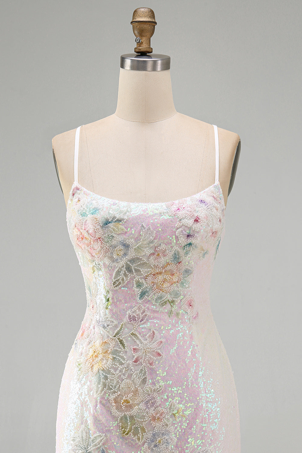 Sparkly Pink Bodycon Sequins Floral Short Homecoming Dress with Beading
