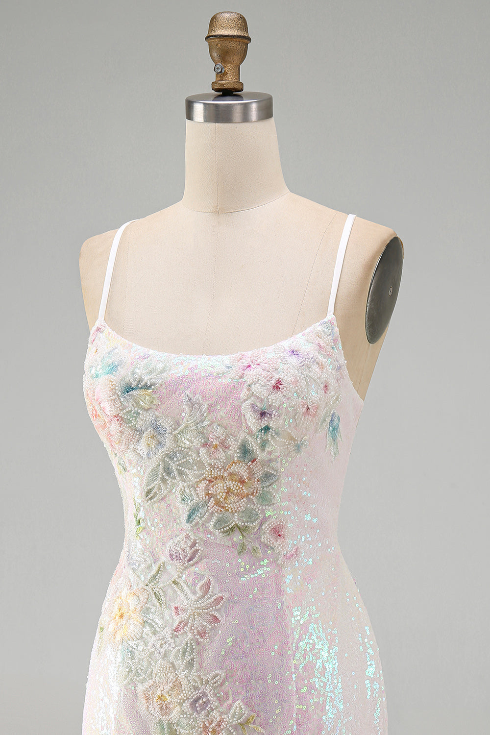 Sparkly Pink Bodycon Sequins Floral Short Homecoming Dress with Beading