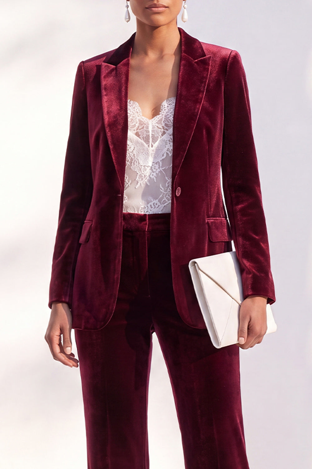 Black Velvet Peak Lapel Pantsuits Women Formal Suits