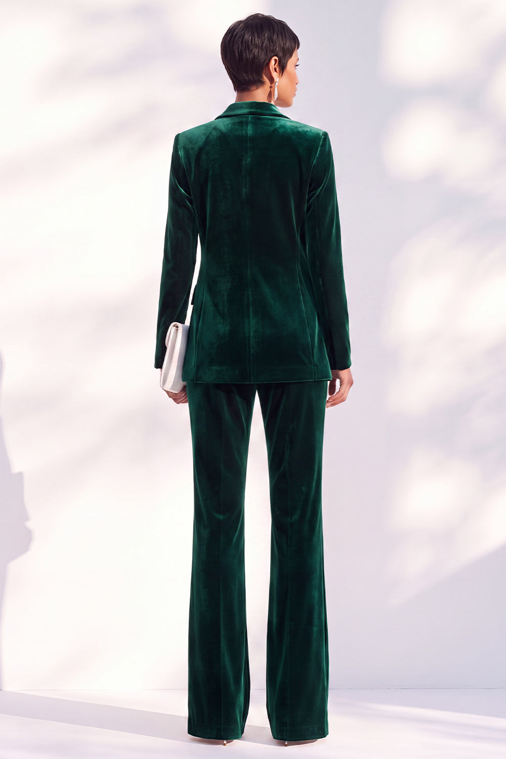 Black Velvet Peak Lapel Pantsuits Women Formal Suits