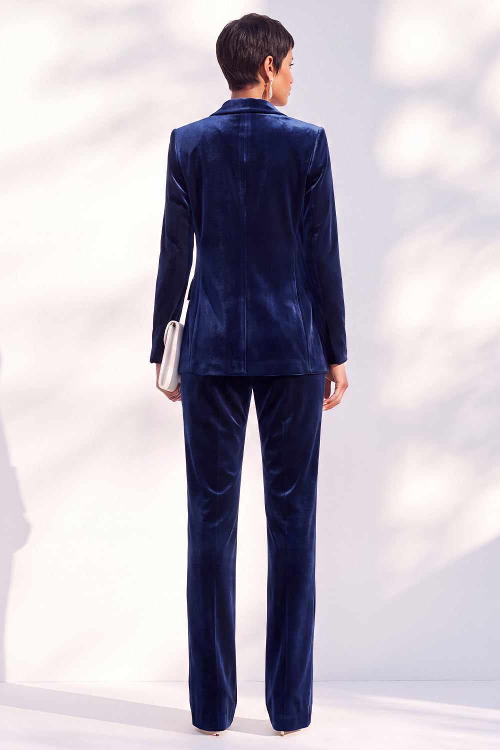 Black Velvet Peak Lapel Pantsuits Women Formal Suits
