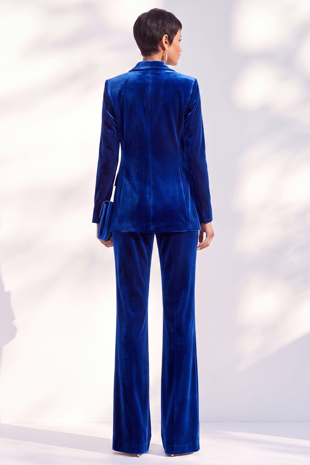 Black Velvet Peak Lapel Pantsuits Women Formal Suits
