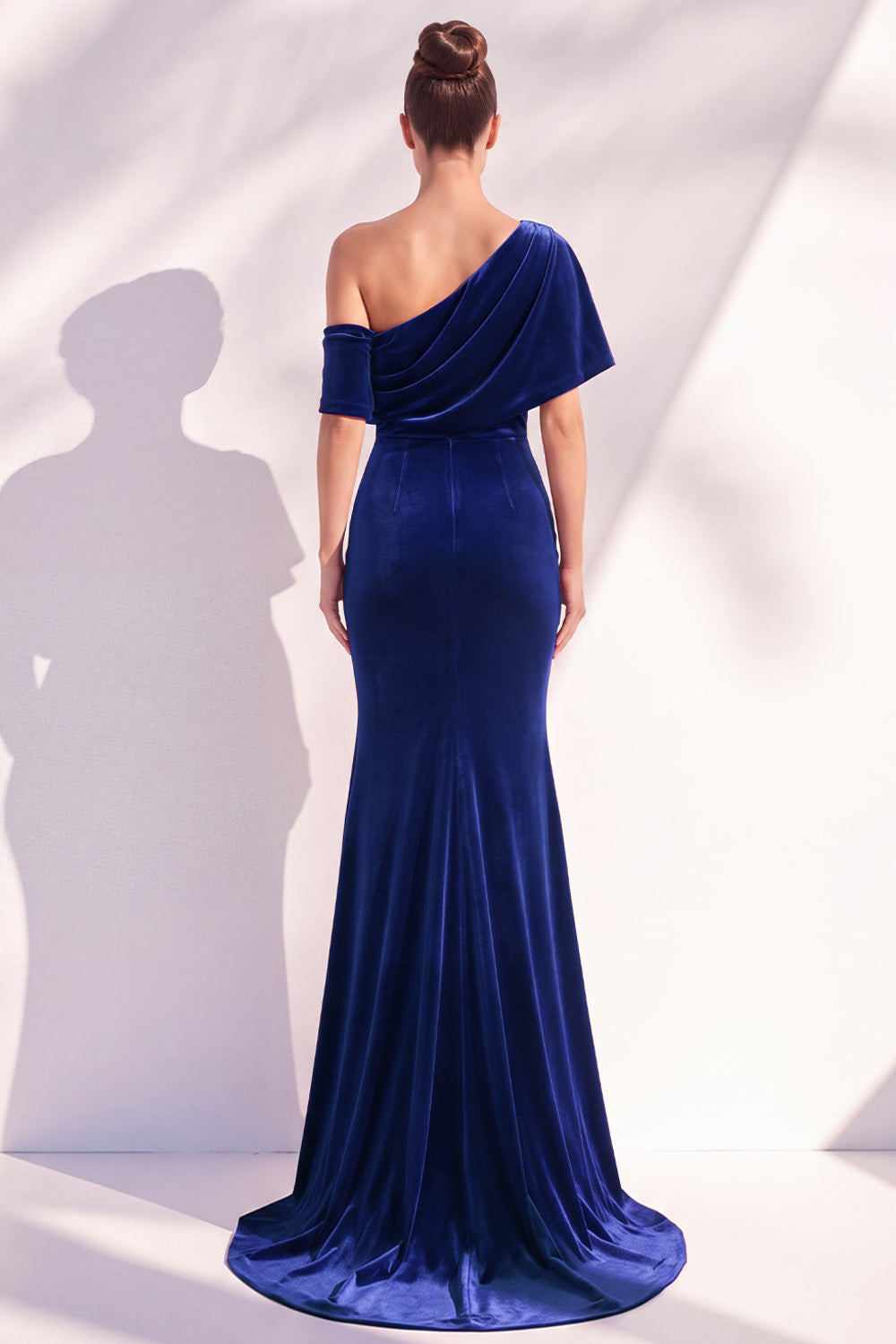 Burgundy Mermaid Ruched One Shoulder Asymmetrical Long Formal Dress