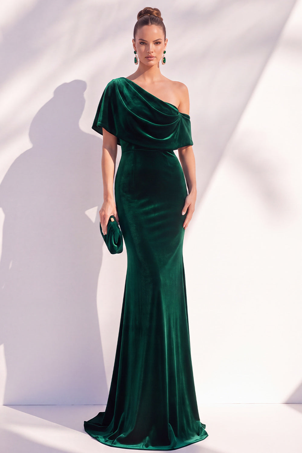 Burgundy Mermaid Ruched One Shoulder Asymmetrical Long Formal Dress