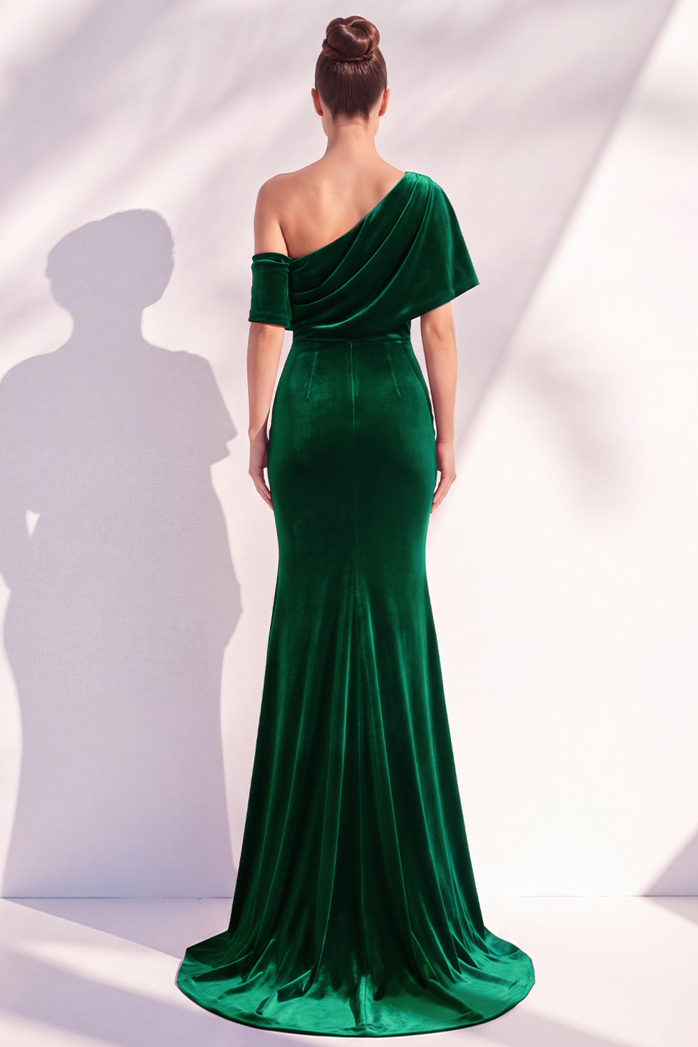 Burgundy Mermaid Ruched One Shoulder Asymmetrical Long Formal Dress