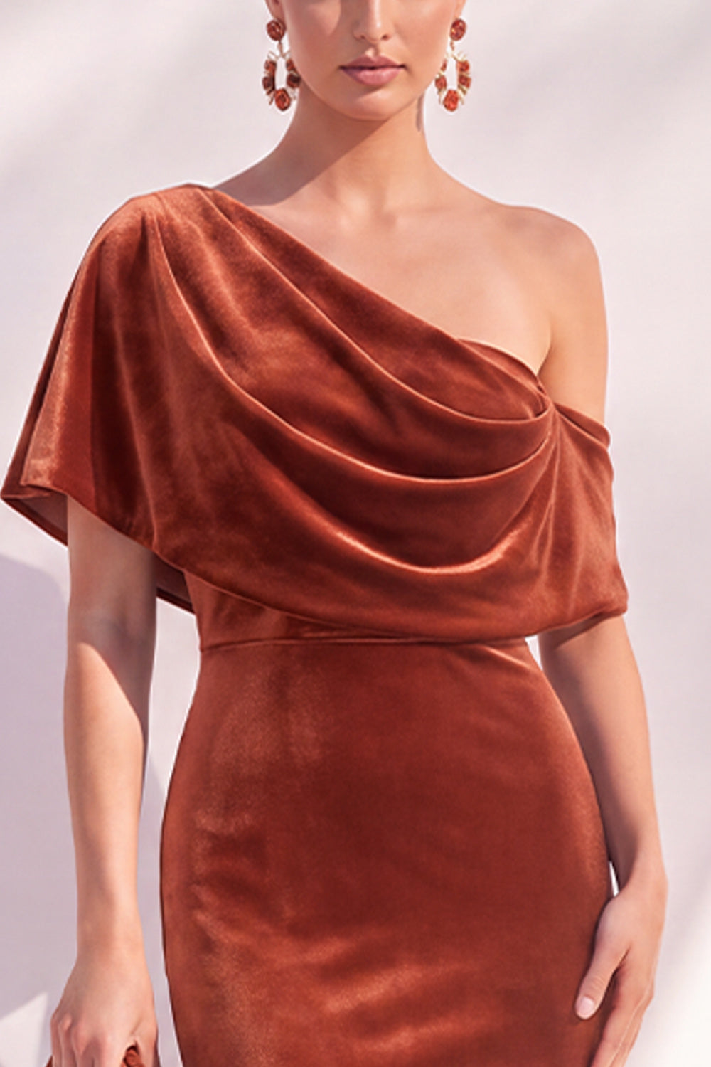 Burgundy Mermaid Ruched One Shoulder Asymmetrical Long Formal Dress