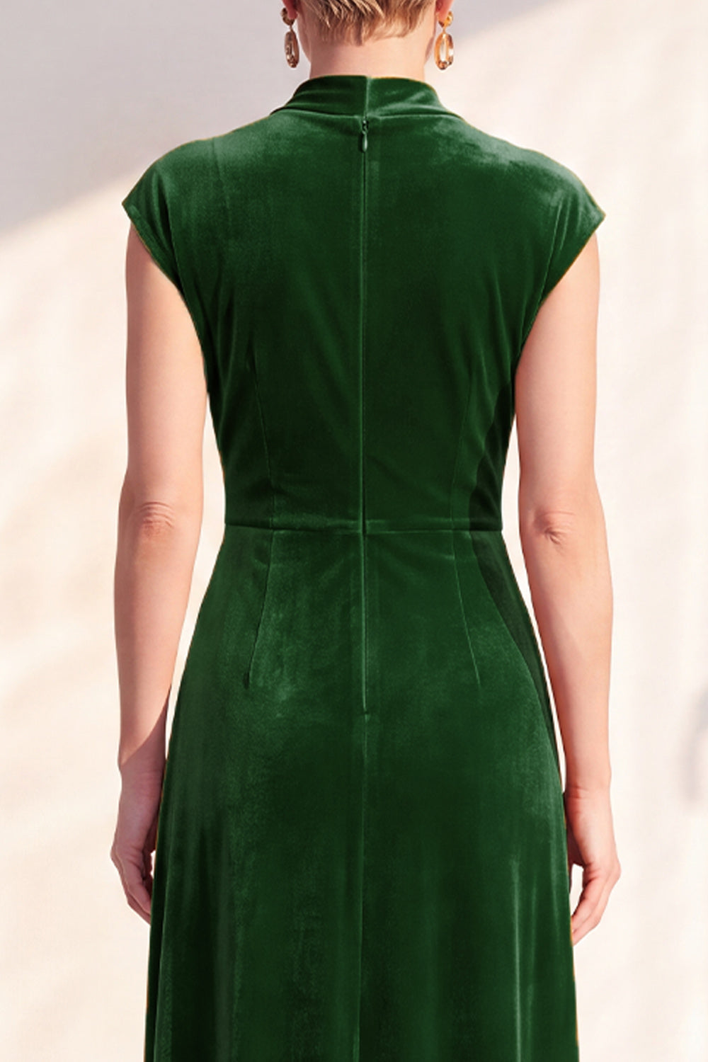 Dark Blue Velvet A-Line V-Neck Ruched Long Mother Of The Bride Dress