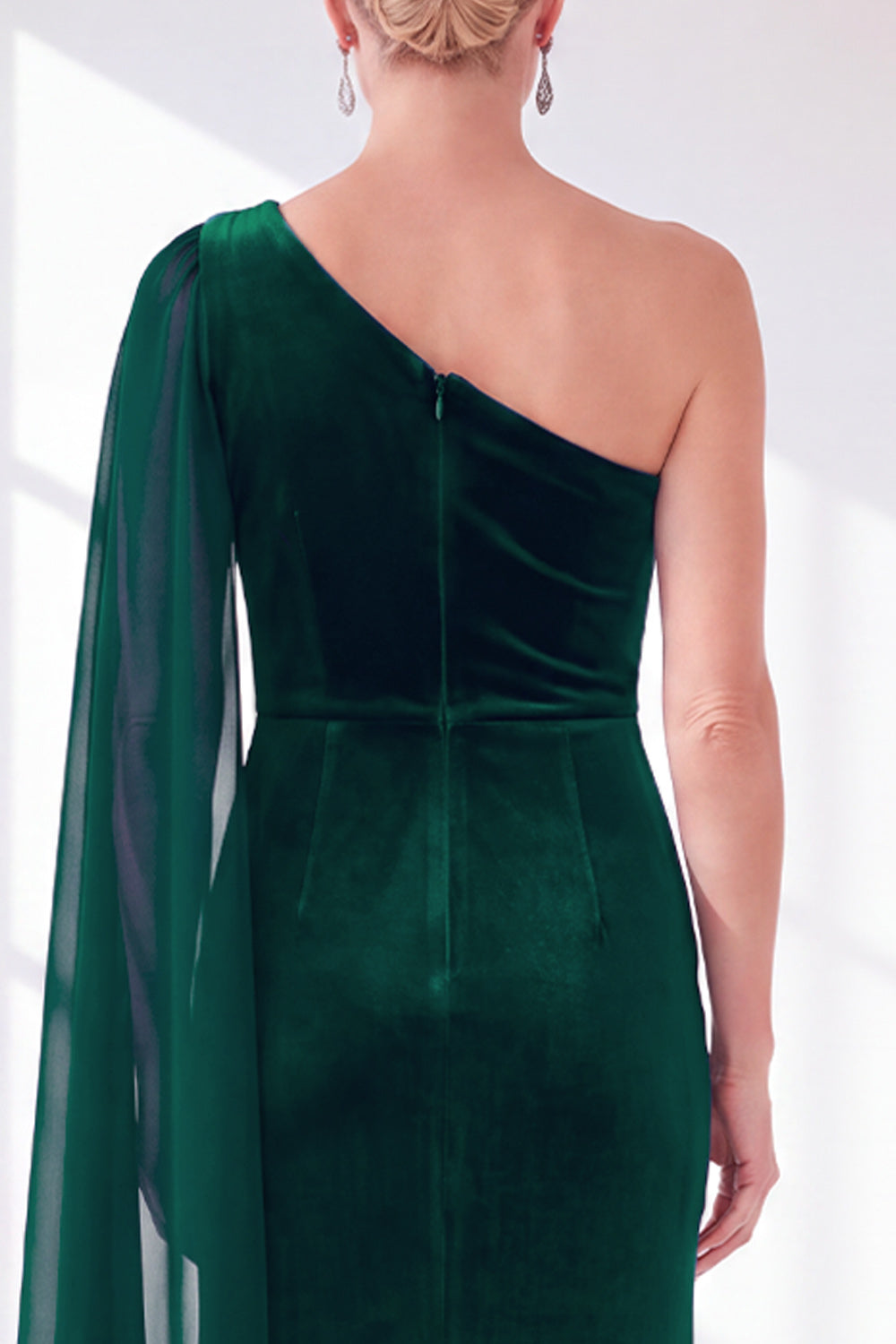 Burgundy One Shoulder Sheath Ruched Mother Of The Bride Dress with Side Cape